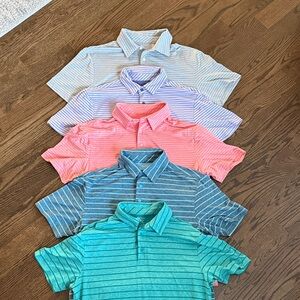 Men’s Striped Polo Shirt Set - Blue, Pink, Purple, Green